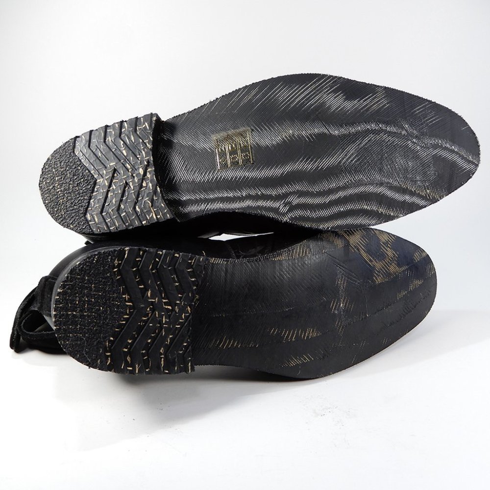 SYLVEN New York Lennox Croc Embossed Ankle Strap SHOES Size 7.5 Black Leather NE - Picture 10 of 10